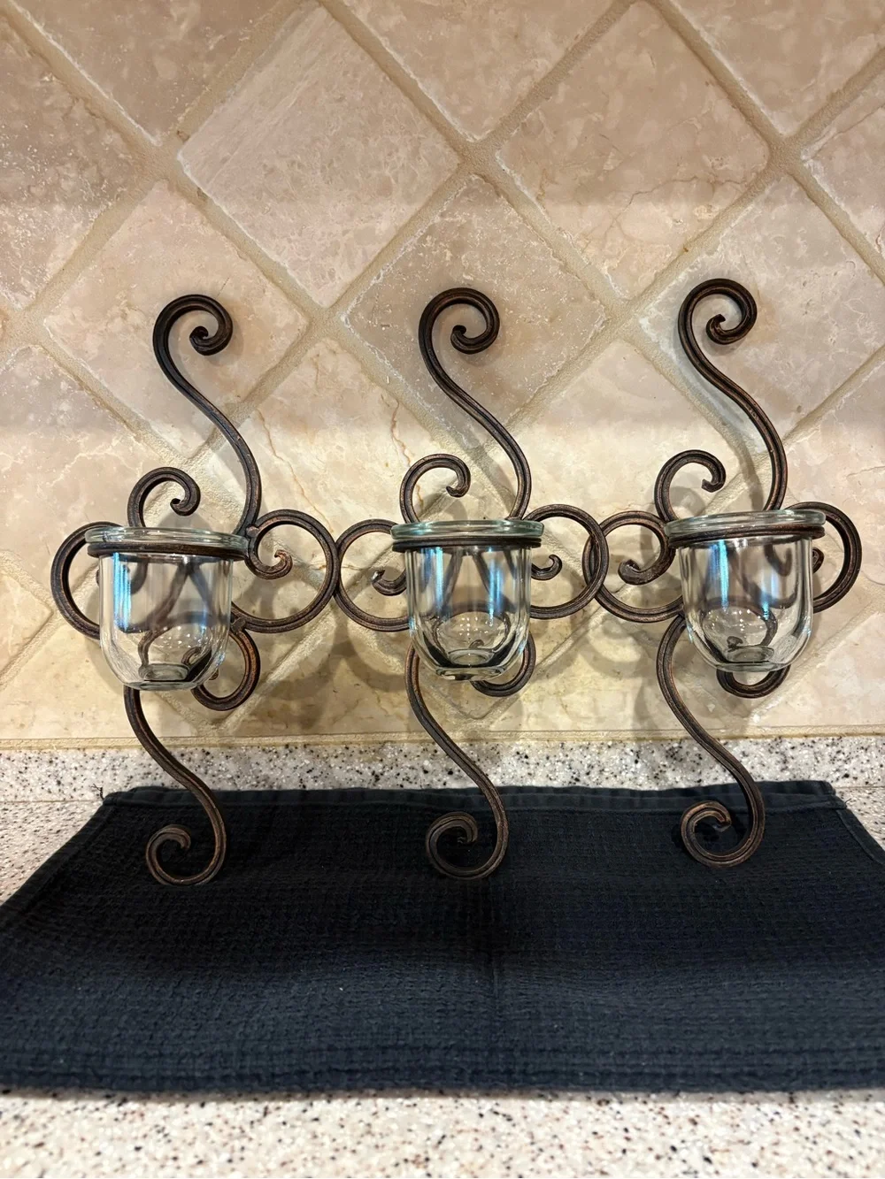 Rustic-style wall-mounted candle holder set Of 3